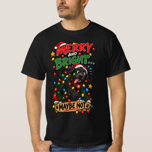 Merry And Bright Maybe Not Black Lab Christmas Lig T-Shirt