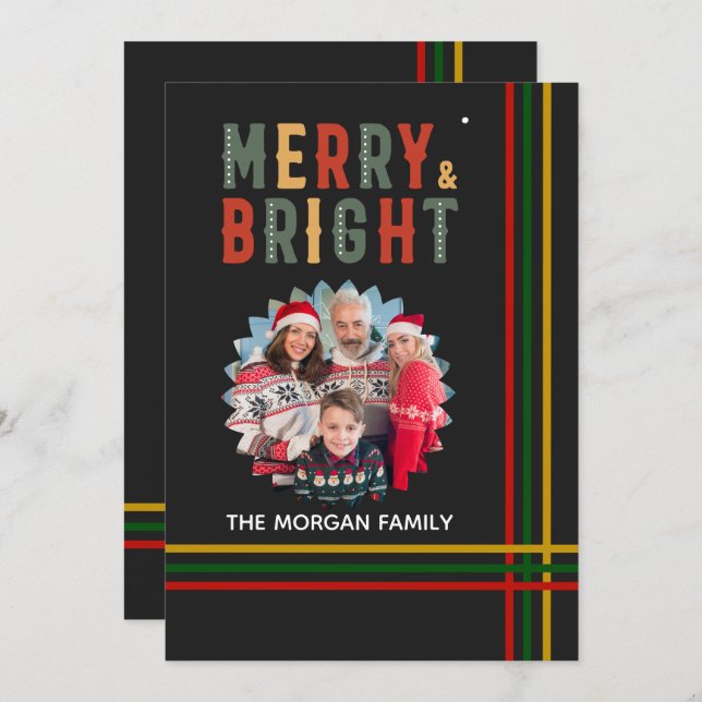 Merry And Bright, Merry Christmas Party Holiday Card (Front/Back)