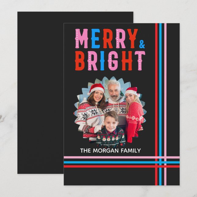 Merry And Bright, Merry Christmas Party Holiday Card (Front/Back)