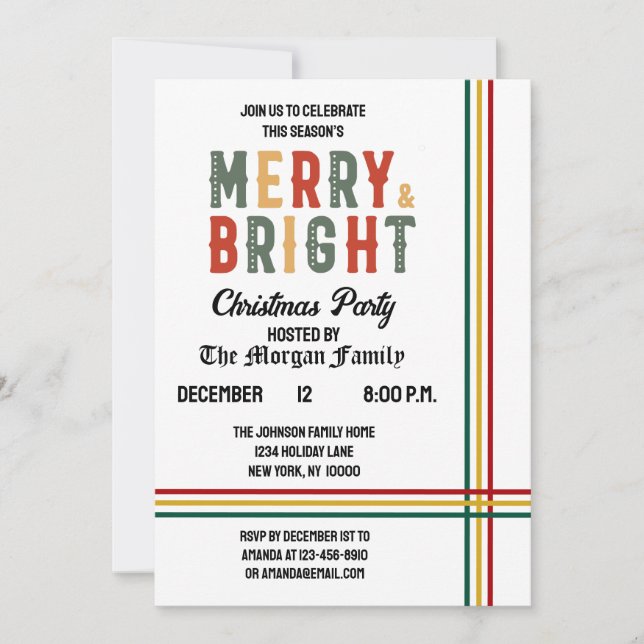 Merry And Bright Merry Christmas Party Invitation (Front)