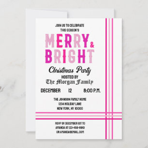 Merry And Bright Merry Christmas Party Invitation