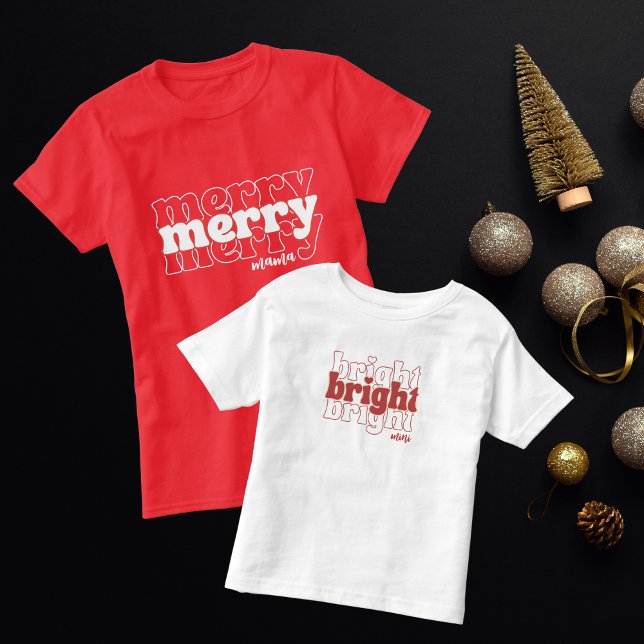 Merry and Bright Mini and Mama Matching Christmas  Toddler T-shirt (Creator Uploaded)