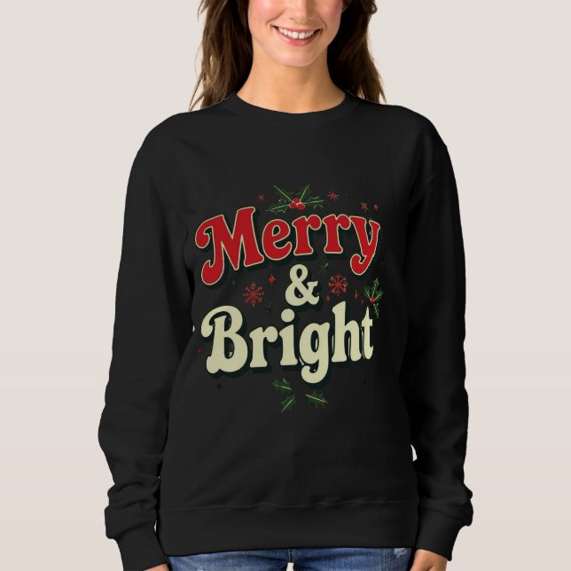 Merry and bright  minimal chic Santa christmas tee (Front)