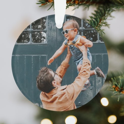 Merry and Bright Minimal Christmas Soft Red Photo Ornament