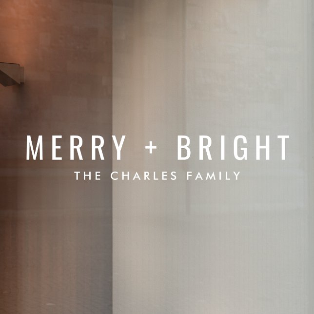 Merry and Bright Minimal Simple White Christmas Window Cling (Creator Uploaded)