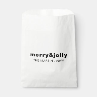 Merry and Bright Minimal White Christmas Design Favor Bag