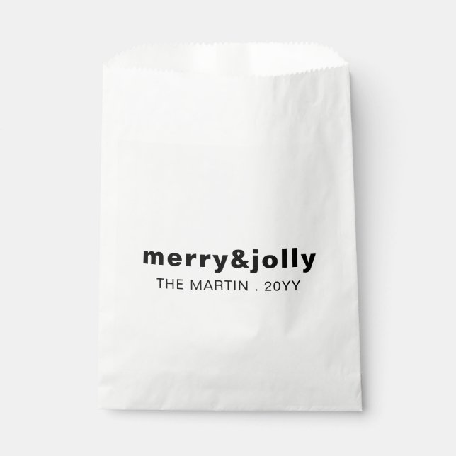 Merry and Bright Minimal White Christmas Design Favor Bag (Front)