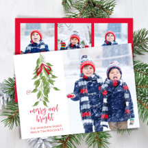 Merry and Bright Mistletoe Watercolor 4 Photo