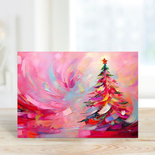 Merry and Bright Modern Abstract Christmas Tree Holiday Card