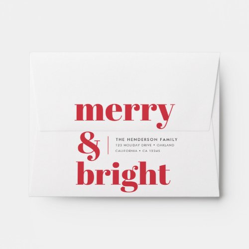 Merry and Bright  Modern Christmas Bright Red Envelope