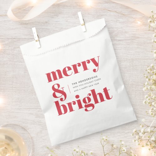 Merry and Bright  Modern Christmas Bright Red Favor Bag