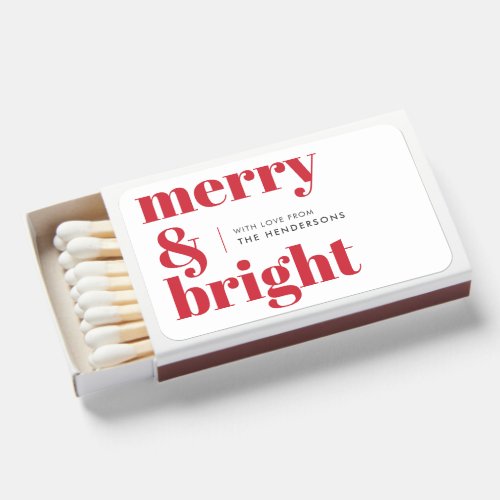 Merry and Bright  Modern Christmas Bright Red Matchboxes