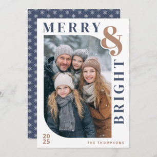 Merry and Bright Modern Christmas Photo Holiday Card