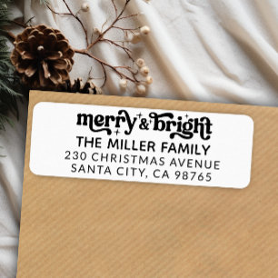 Merry and Bright Modern Christmas Return Address Label