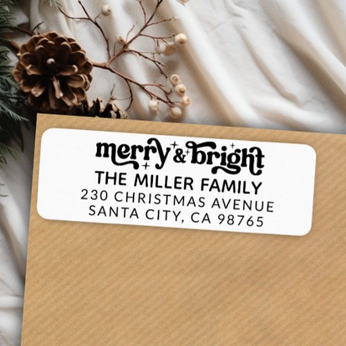 Merry and Bright Modern Christmas Return Address Label