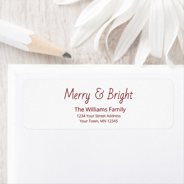 Merry and Bright Modern Christmas Return Address Label (Insitu)