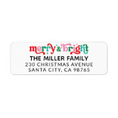 Merry and Bright Modern Christmas Return Address Label (Front)