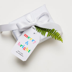 Merry and Bright Modern Colorful Christmas Gift Tags