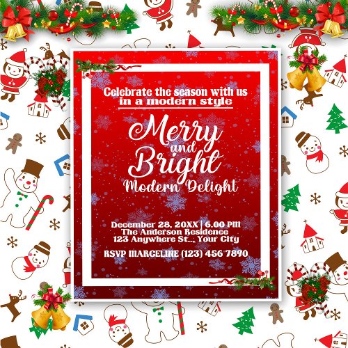 Merry and Bright Modern Delight  Christmas Party Invitation