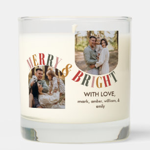 Merry and Bright Modern Family Photo Christmas Scented Candle