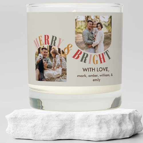 Merry and Bright Modern Family Photo Christmas Scented Candle