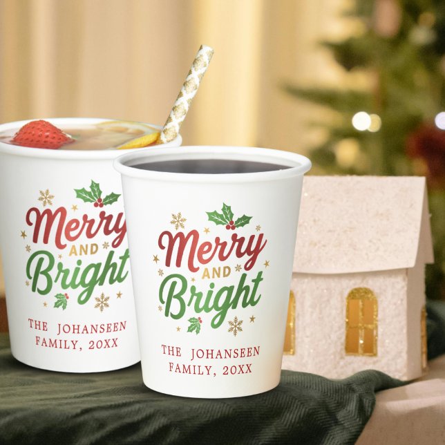 Merry and Bright Modern Festive Unique Christmas  Paper Cups (Creator Uploaded)