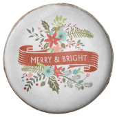 Merry and Bright Modern Floral Christmas Cookies (Front)