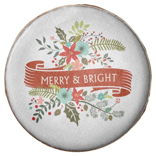 Merry and Bright Modern Floral Christmas Cookies (Front)