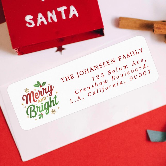 Merry and Bright Modern Holiday Festive Christmas Label (Creator Uploaded)