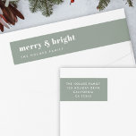 Merry and Bright | Modern Minimal Christmas Green Wrap Around Label<br><div class="desc">A stylish modern holiday wrap around return address label with a bold retro typography quote "merry & bright" in white on a dark sage forest green feature color. The greeting and address can be easily customized for a personal touch. A trendy, minimalist and contemporary design to stand out this holiday...</div>