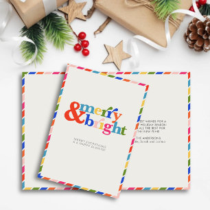 Merry and Bright Modern Minimal Christmas Holiday Card