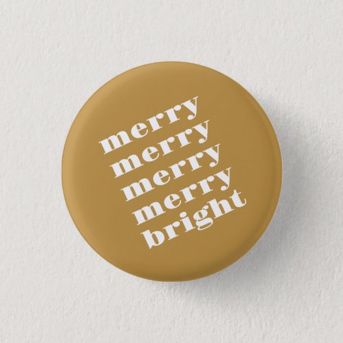 Merry and Bright Modern Minimal Gold Christmas Button