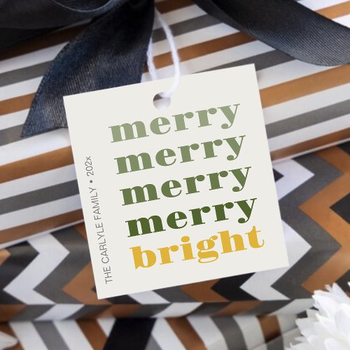 Merry and Bright Modern Minimal Gold Christmas Favor Tags