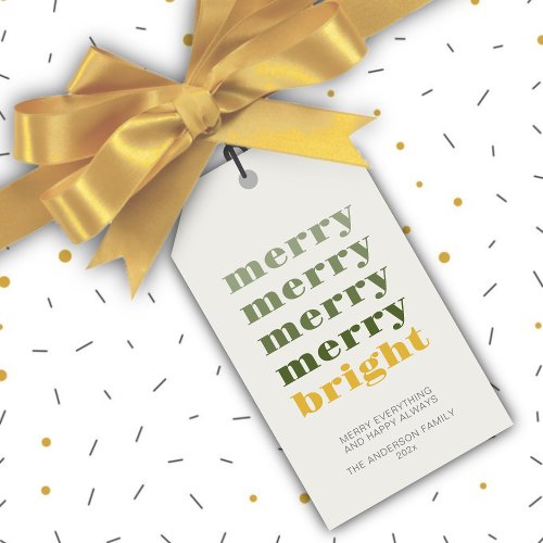 Merry and Bright Modern Minimal Gold Christmas Gift Tags