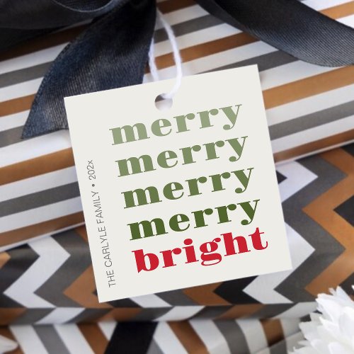 Merry and Bright Modern Minimal Red Christmas Favor Tags
