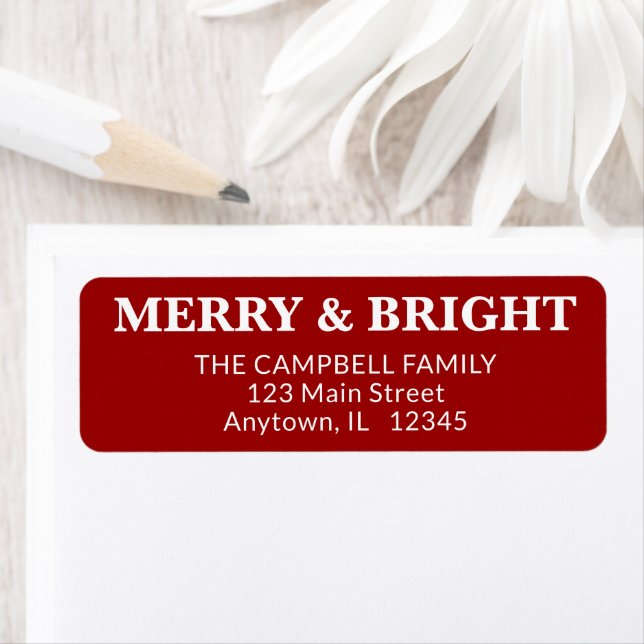 Merry and Bright Modern Minimal Red Christmas Label (Insitu)