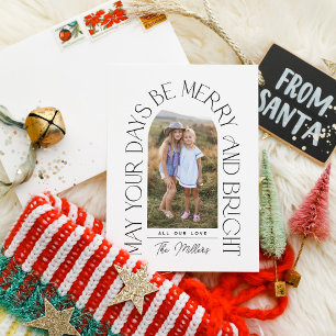 Merry and Bright   Modern Minimalist Arch Photo Holiday Card