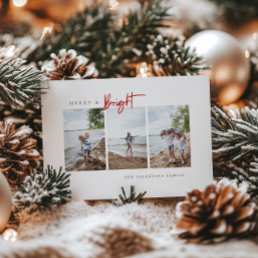 Merry and Bright Modern Minimalist Photo Holiday Card