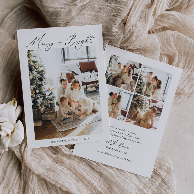 Merry and Bright Modern Minimalist Photo Holiday Card (Creator Uploaded)