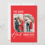 Merry and Bright | Modern Red Christmas Photo Holiday Card
