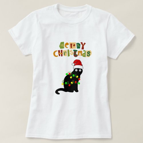 Merry and Bright Modern Red Womens Christmas T T_Shirt