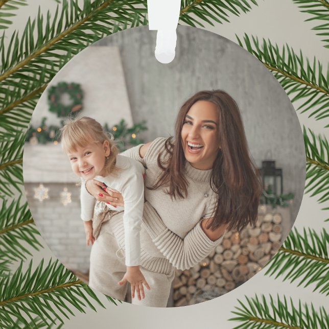 Merry and Bright | Modern Stylish Christmas Photo Ornament (Creator Uploaded)