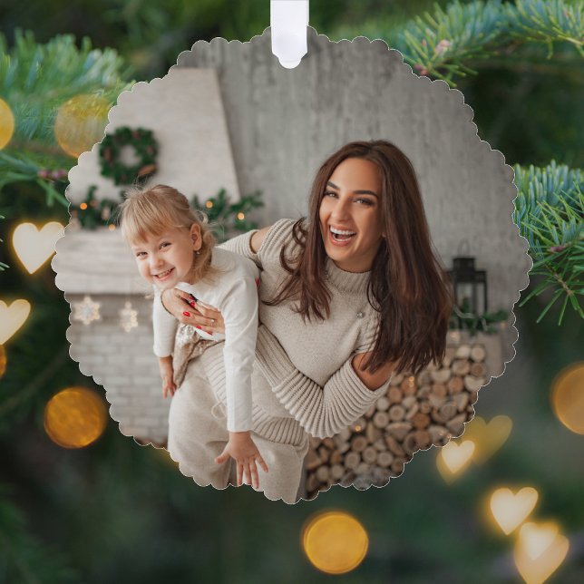 Merry and Bright | Modern Stylish Christmas Photo Ornament Card (Creator Uploaded)