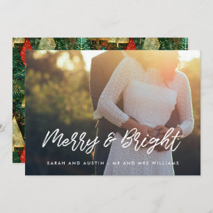 Merry and Bright Modern Typography Photo Holiday Card