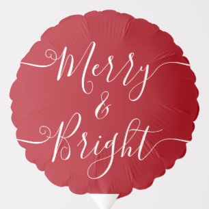 Merry And Bright Modern Typography Red Christmas Balloon