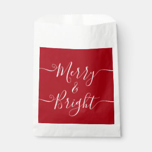 Merry And Bright Modern Typography Red Christmas Favor Bag