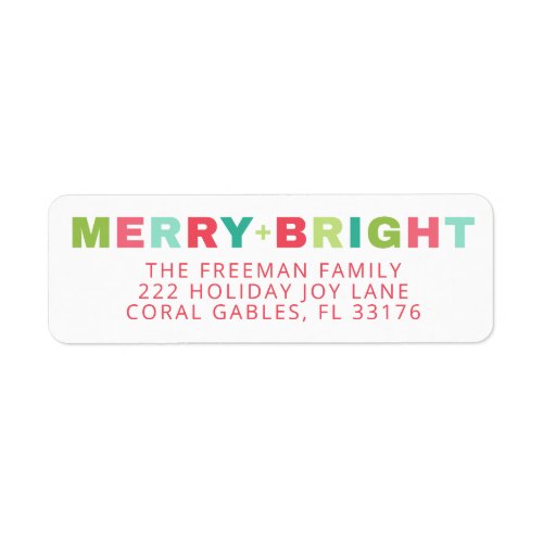 Merry and Bright Modern Typography Return Address Label