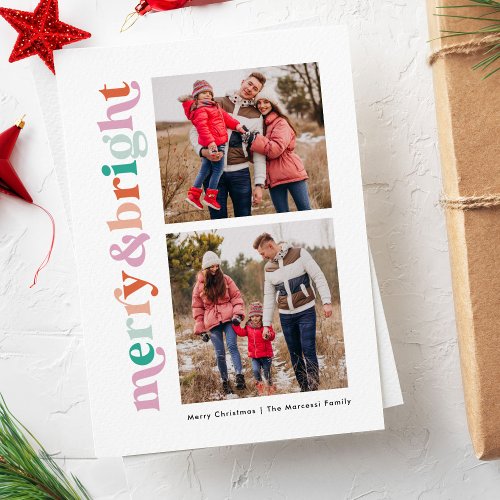 Merry and Bright Modern Whimsical 2_Photo Holiday Card