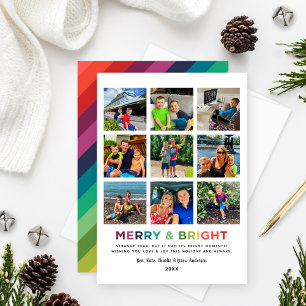 Merry and Bright Moments Colorful Photo Collage Holiday Card