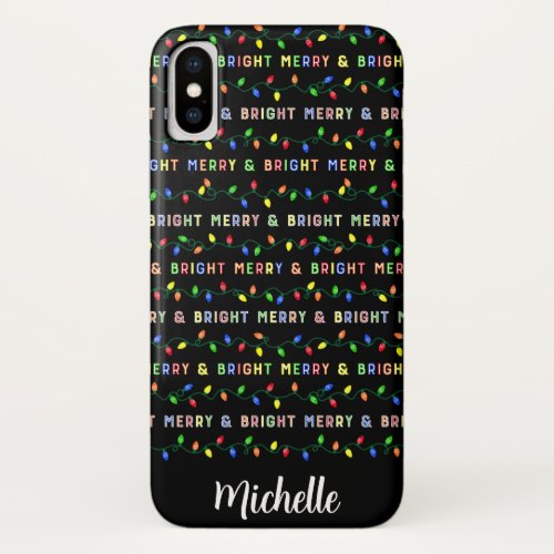 Merry and Bright Multi Christmas Lights iPhone X Case